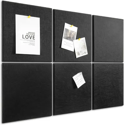Productafbeelding van Vilt prikbord 90 x 60 cm, zwart, 6 stuks, voor kantoor