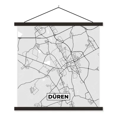 Produktbild von MuchoWow® Textilposter Düren - Karte - Stadtplan - Deutschland 60x60 cm mit schwarzem Rahmen - Posteraufhänger