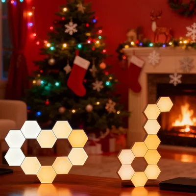 Obrázek produktu pro 20ks DIY šestihranný LED panel nástěnné světlo vnitřní obývací pokoj ložnice vánoční herní dekorace, 3 barvy dotykové ovládání nastavitelný jas, USB