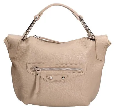 Image de Sac à main pour femmes en cuir véritable, couleur beige, avec bandoulière amovible, fabriqué en Italie
