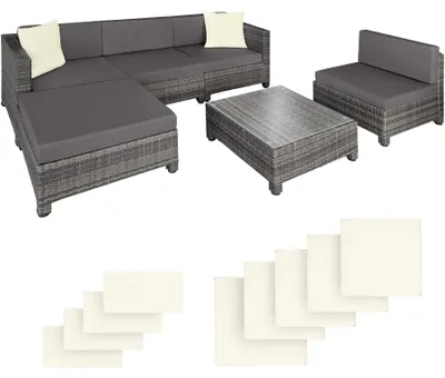 Image de Salon en rotin avec structure en aluminium, housses incluses en 2 couleurs - gris