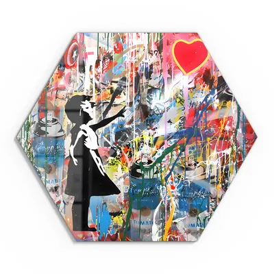Produktbild von DEQORI Glasbild Echtglas 40x35 cm 'Kreativer Farbsprung' Wandbild Bild modern Deko