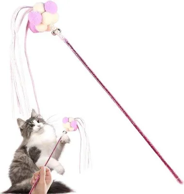 Productafbeelding van Kattenhengel Speelgoed - Interactieve Speelstok - Spelen en Beweging - Met Belletje - 63 cm - Paars