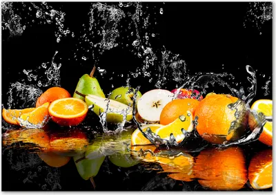 Produktbild von Tulup® Leinwandbild - 100x70 cm - Wandkunst - Drucke auf Leinwand - Leinwanddruck  - Essen & Getränke - Mehrfarbig - Obst Wasser