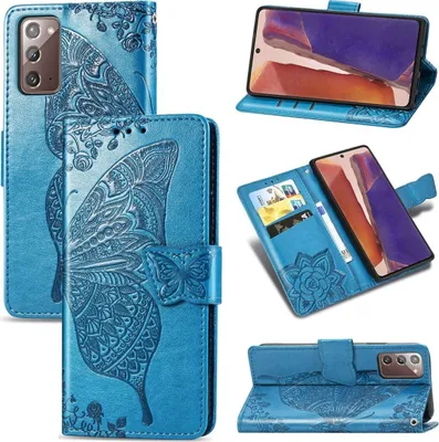 Produktbild von König Design Hülle kompatibel mit Samsung Galaxy Note 20 Kunstleder Handyhülle - Handy Case Blau