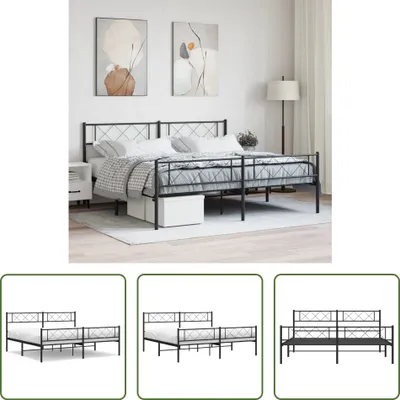 Produktbild von The Living Store Bettgestell mit Kopf- und Fußteil Metall Schwarz 180x200 cm
