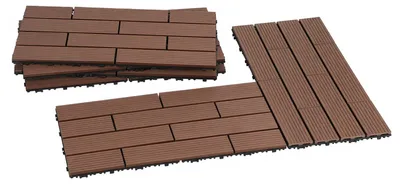 Produktbild von Vigevee 48 Stück Terrassenfliesen 30 x 60 cm mit Klicksystem, UV- und witterungsbeständig für Terrasse, Pool und Balkon Braun