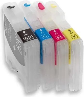 Produktbild von vhbw 4er-Pack Refill Tintenpatrone Leer Mehrfarbig kompatibel mit Brother DCP-185C, DCP-167C, DCP-165C, DCP-163C, DCP-145C Drucker, CISS (Kompatibel)