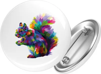 Produktbild von Huuraa Button Eichhörnchen Colorful 59mm rund mit Sicherheitsnadel Ansteckbutton Geschenkidee