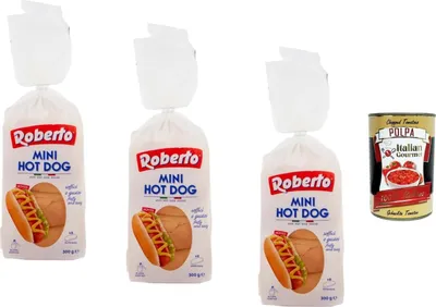 Produktbild von Italian Gourmet Mini Hot Dog Brötchen 3 x 300 g weiche Hotdog Buns für Würstchen Sandwich Party Buffet Grill BBQ Kinder Geburtstag Vorratspack + Italian Gourmet Polpa