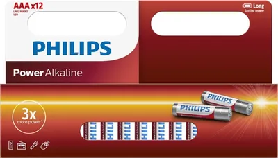 Obrázek produktu pro Philips Power Alkaline Baterie LR03P12W/10, Baterie na jedno použití, AAA, Alkalický, 1,5 V, 12 kusů, 5 rok/roky