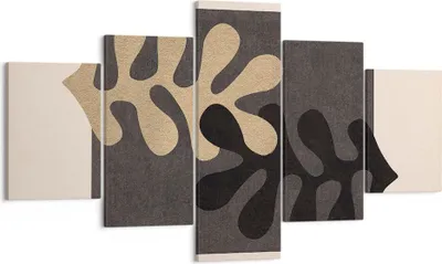 Produktbild von Bild auf Leinwand - Leinwandbild - 5 Teile - Blätter Form Figur - 125x70cm - Wand Bild - Wanddeko - Wandbilder - Leinwanddruck - Bilder - Wanddekoration - Leinwand bilder - Wandbild - EA125x70-5131