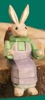 Produktbild von Osterdekoration Osterhase sitzend mit Korb geschnitzt Höhe 10cm NEU