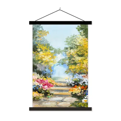 Produktbild von MuchoWow® Textilposter Malerei - Blumen - Natur - Ölfarbe 120x180 cm mit schwarzem Rahmen - Fotos