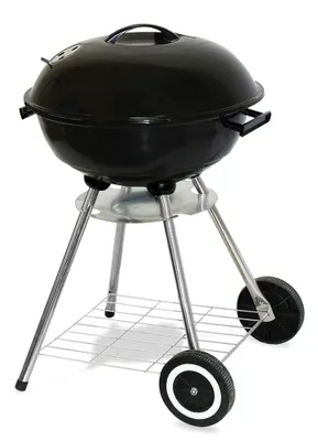 A black charcoal grill on a white background.