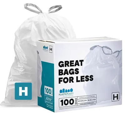Produktbild von Plasticplace Müllbeutel, passgenau, kompatibel mit Simplehuman TRA175WH Code H,