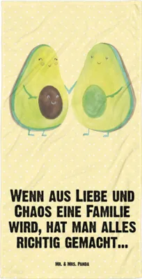 Produktbild von Mr. & Mrs. Panda Badehandtuch Avocado Pärchen - Gelb Pastell - Geschenk, Familie, Handtuch, Duschhandtuch, Liebe, Reisehandtuch, Schwangerschaft, Strandlaken, Strandtuch