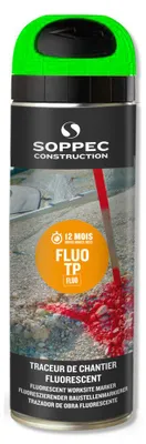 Image de 6 x Spray de marquage Soppec Fluo TP vert 500ml visible 9-10 mois pour les chantiers - 141518