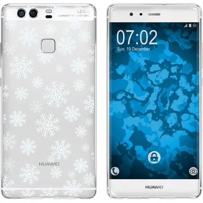 Produktbild von PhoneNatic Case kompatibel mit Huawei P9 Silikon-Hülle X Mas Weihnachten Schneeflocken M2