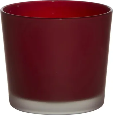 Produktbild von INNA-Glas Glasübertopf Alena Frost, rot matt, 12,5cm, Ø14,5cm - Blumentopf