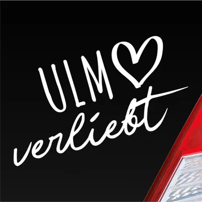 Produktbild von Auto Aufkleber Ulm verliebt Herz Stadt Heimat Liebe Car 19x10 cm Weiss Matt Sticker Heckscheibenaufkleber