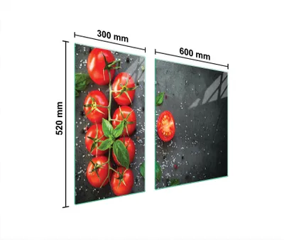 Immagine prodotto di Piastre copri fornelli 2 pezzi 90x52 Copri piano cottura in Vetroceramica tagliere in vetro ardesia pomodori
