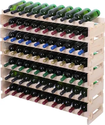 Produktbild von Weinregal VINOTECA FLEX PRO | HxBxT 93x103x28cm | 70 Flaschen auf 7 Ebenen | Massives Kiefernholz | Natur unbehandelt
