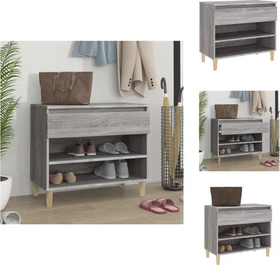Zdjęcie produktu dla vidaXL Stojak na buty szary Sonoma 70x36x60 cm Materiał drewnopochodny - Stojaki i szafki na buty