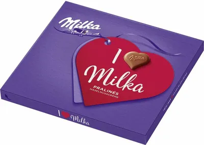Produktbild von Milka I Love Pralinés Haselnusscrème 110g, 110 g, Milchschokolade, Zucker, Kakaobutter, Palmöl, Kakaomasse, Süßmolkenpulver (aus MILCH), MAGERMILCHPULVER,..., Haselnüsse, Milch, Soja, 547 kcal, 2283 kJ