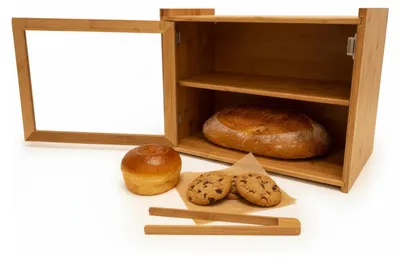 Brotkasten Bambus 2 Etagen mit Sichtfenster 31x40x17,5 cm