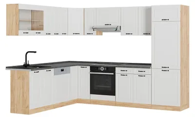 Produktbild von Eckküche Vicco R-Line Weiß Landhaus/Goldkraft Eiche 287 x 227 cm ohne Arbeitsplatte, Model 53644