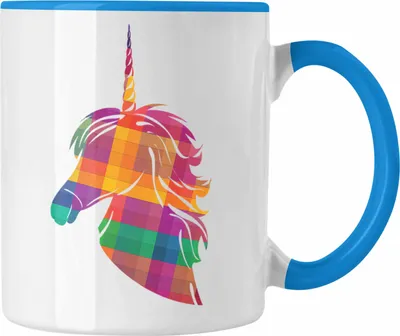 Produktbild von Trendation - Einhorn Polygon Tasse Geschenk Frauen (Blau)