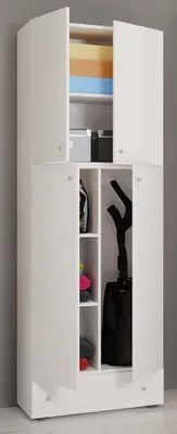 Produktbild von VCM Holz Besenschrank | 6 Fächer | Maße: H. 200 x B. 70 x T. 39 cm | Haushaltsschrank | Mehrzweckschrank | Extra Schublade - Lona