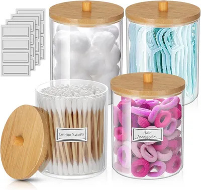 Produktbild von Set mit 4 Behältern für Wattestäbchen und Wattestäbchenhalter Acryl Bad-Organizer