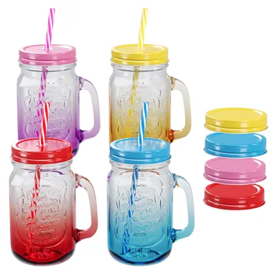 Produktbild von Trinkgläser Farbverlauf - 500ml + Ersatzdeckeln