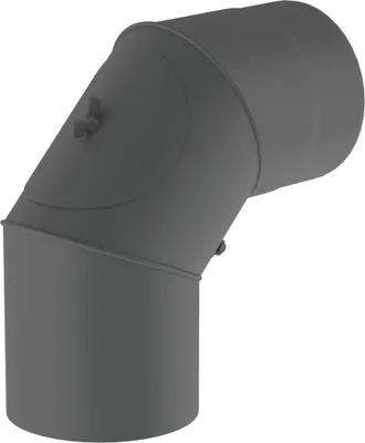 Produktbild von Ø 200 mm Ofenrohr Bogen drehbar 0-90° - mit Tür - gussgrau