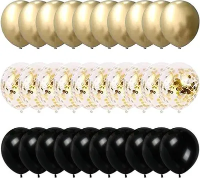 Obrázok produktu pre Čierno-zlaté balóniky, 30 cm, latexová dekorácia, 60 ks