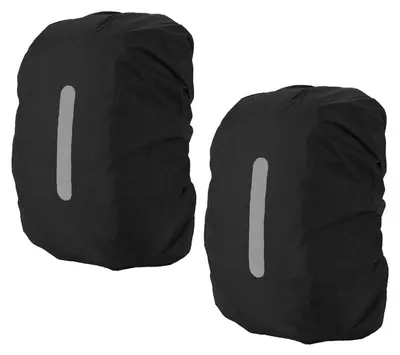 Immagine prodotto di Copertura impermeabile per zaini da 15 a 100 litri, con riflettente, colore nero, set da 2 pezzi, taglia S
