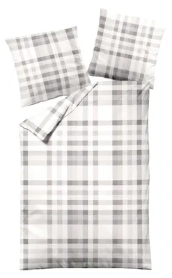 Produktbild von JACK by Dormisette Edel Biber Bettwäsche 2 tlg. 135x200cm Kariert Offwhite Grau