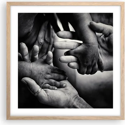 Produktbild von Gerahmtes Poster - Rahmen in heller Eiche - Hände Toleranz Gemeinschaft - 50x50 cm - Wand Bild - Wanddeko - Wandbilder - Kunstposter - Wandposter - Bilderrahmen - Bilder - Kunstdruck - P2NAC50x50-4990