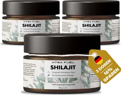 Produktbild von Shilajit Harz - Original Himalaya Mumijo - vegan & labor – 3x Dosen (90g Shilajit Harz)