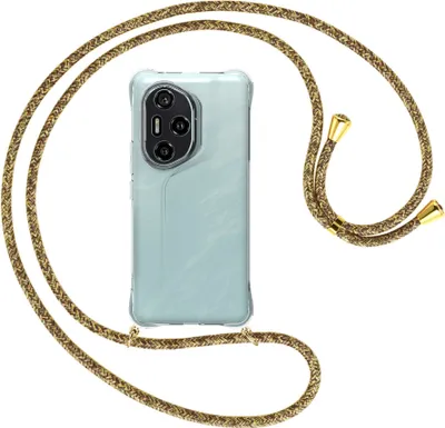 Produktbild von Handykette Backcover-Schutzhülle mit Band (Metall goldfarben) für Honor 300 Pro 5G - braun+beige