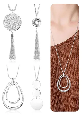 Immagine prodotto di 4 collane lunghe con ciondolo per donna - gioielli di moda