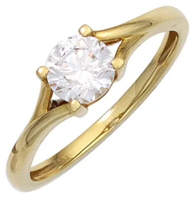 Produktbild von Solitär Ring Damenring mit Zirkonia weiß 333 Gold Gelbgold Fingerschmuck Innenumfang 60mm  Ø19.1mm