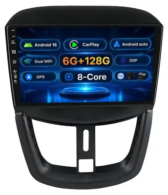 Obrázek produktu pro Autorádio 6G + 128G pro Peugeot 207 (2006-2015) | Android 15, GPS navigace | CarPlay, Android Auto