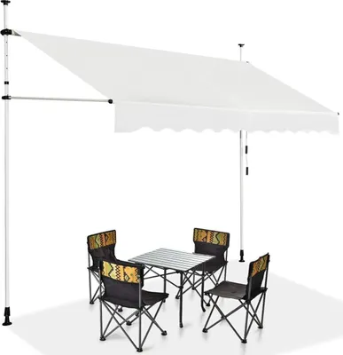Obrázek produktu pro svěrná markýza 350 cm s ruční klikou, markýza bez vrtání, výškově nastavitelná markýza na balkon, markýza na ochranu před sluncem na balkon s terasou (350 x 175 cm, béžová)
