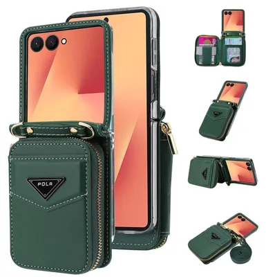 Imagen del producto de Funda de cuero para Samsung Galaxy Z Flip 7 de Solidchoice, con compartimento para tarjetas y soporte
