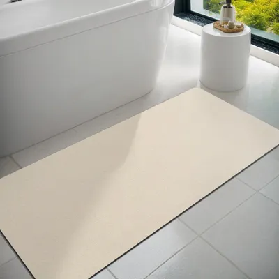 Image de Tapis de bain en caoutchouc, antidérapant, absorbant, à séchage rapide, couleur beige clair, dimensions 43 x 120 cm