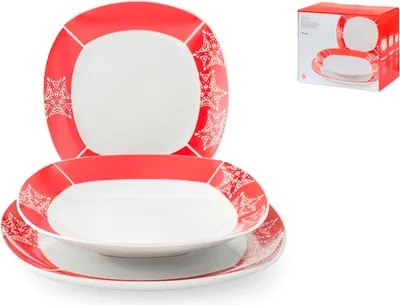 Obrázek produktu pro Grace 18dílná jídelní sada z dekorovaného porcelánu, čtvercový tvar