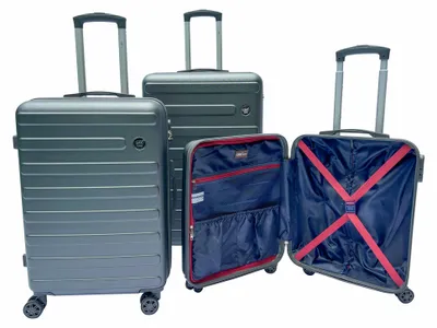 Produktbild von LEX 3er Komfort ABS Kofferset Trolley Koffer-Set SC3002 stahlgrau